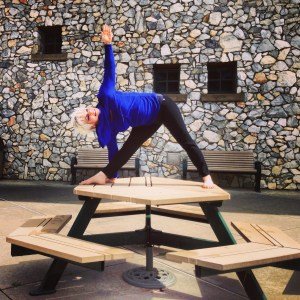 Spontaneous Triangle Pose at Columbia Community College